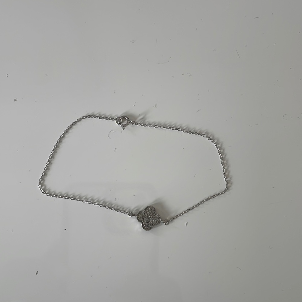 Silver diamond clover bracelet